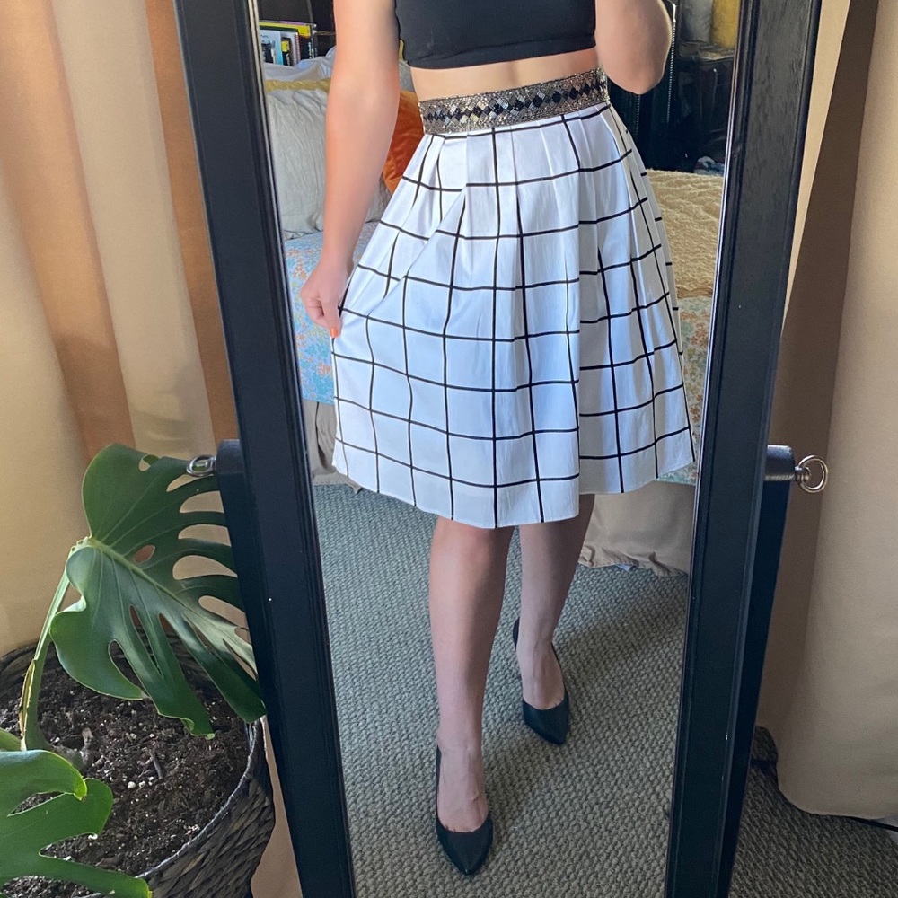BLACK AND WHITE BEADED MIDI SKIRT 🖤